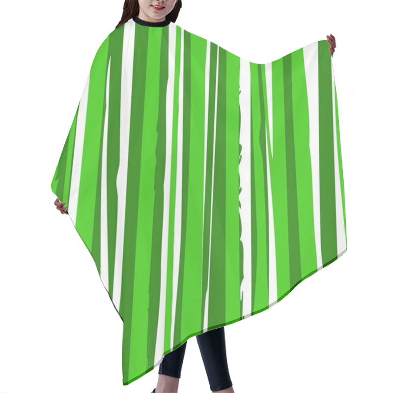 Personality  Jagged Green Stripes, Seamless Background, Vector.  Hair Cutting Cape