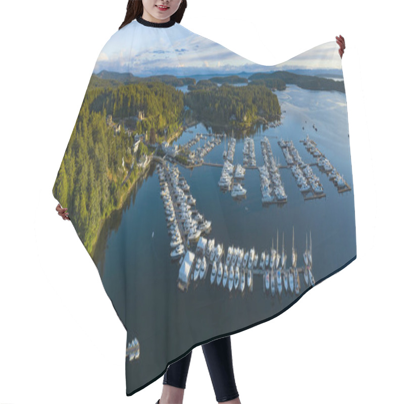 Personality  San Juan Island Roche Harbor Panorama Aerial Birds Eye View Hair Cutting Cape