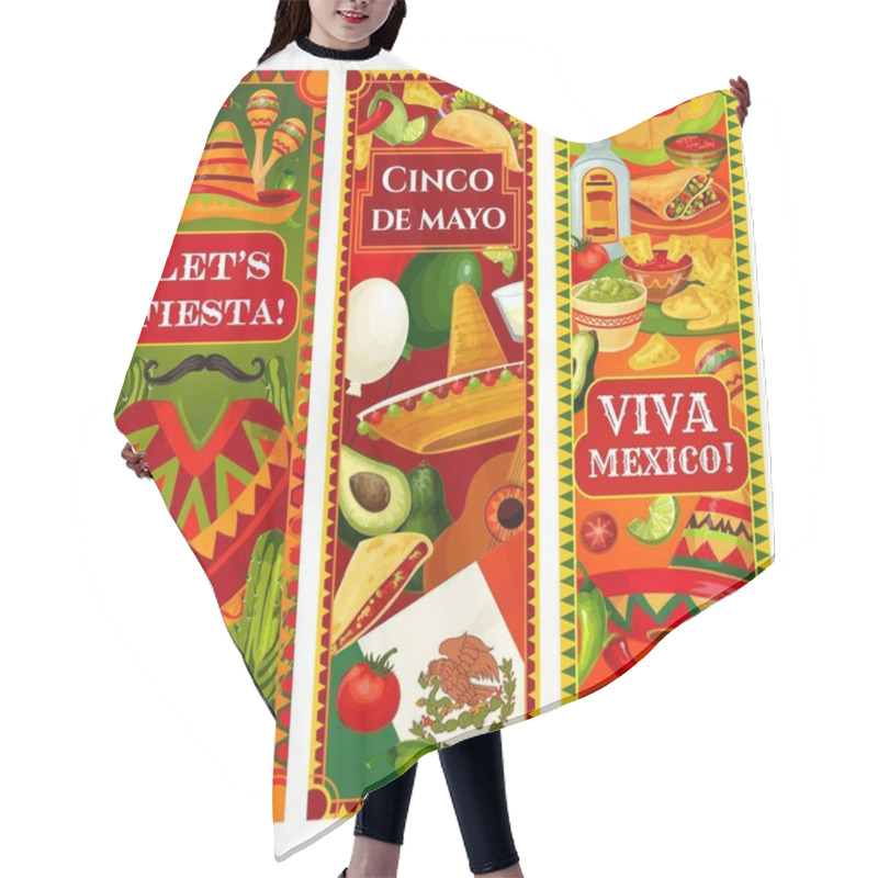 Personality  Mexican Flag, Cinco De Mayo Guitar And Sombrero Hair Cutting Cape