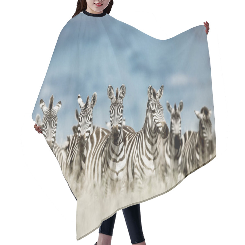 Personality  Herd Of Zebra In The Wild Savannah, Serengeti, Africa Hair Cutting Cape