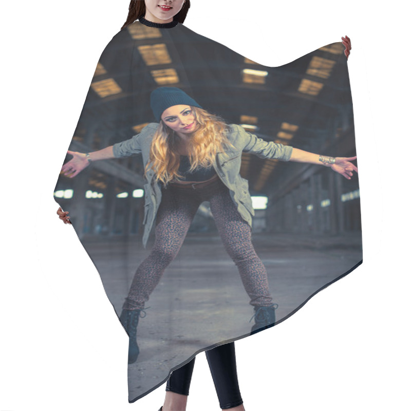 Personality  Hip Hop Dancer In An Abandoned Industrial Hall  Hair Cutting Cape