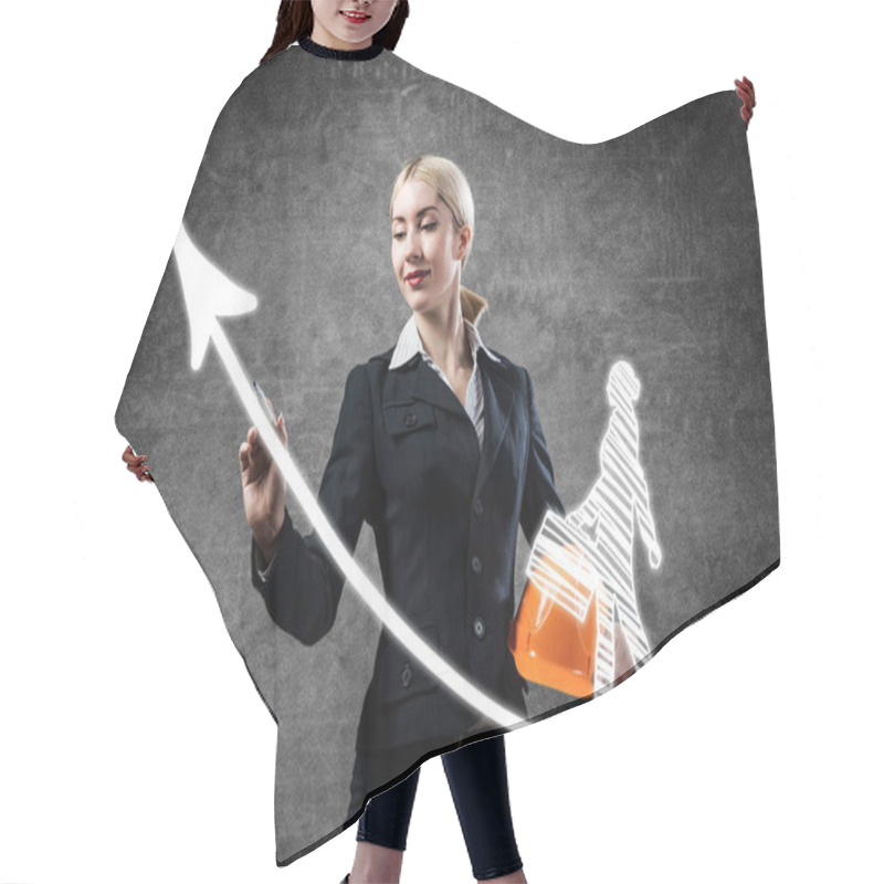 Personality  Business Lady Drawing Success Graph Hair Cutting Cape