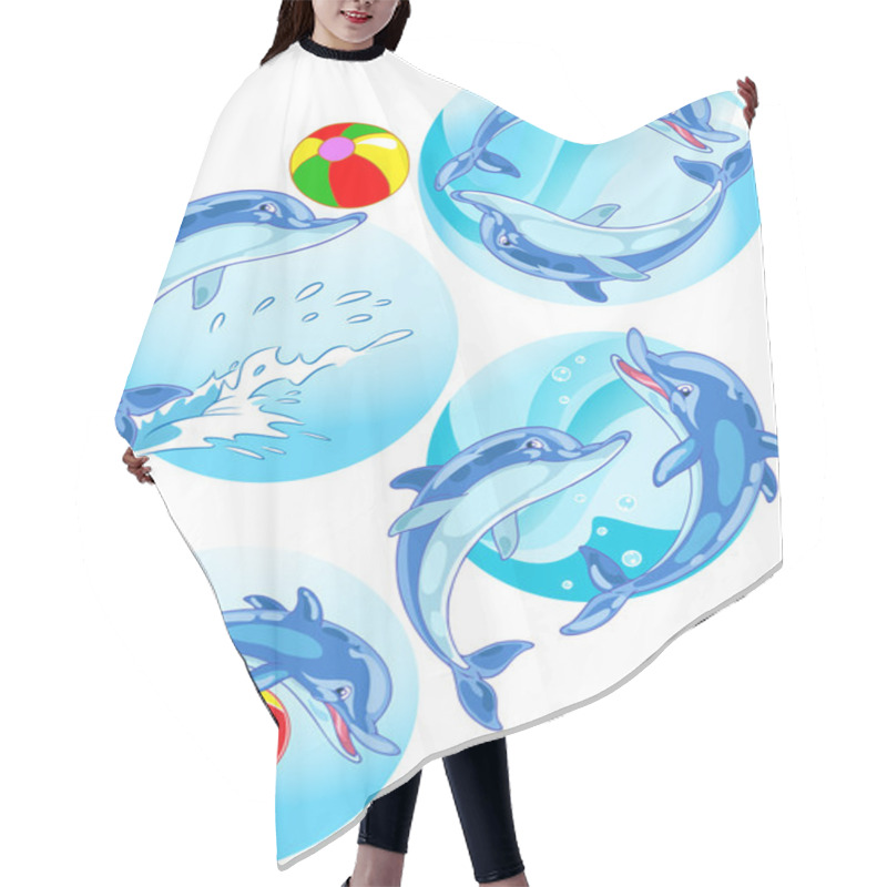 Personality  Dolphins Play Ball Hair Cutting Cape