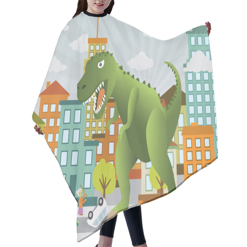 Personality  Dinosaur Is Attacking The City Hair Cutting Cape