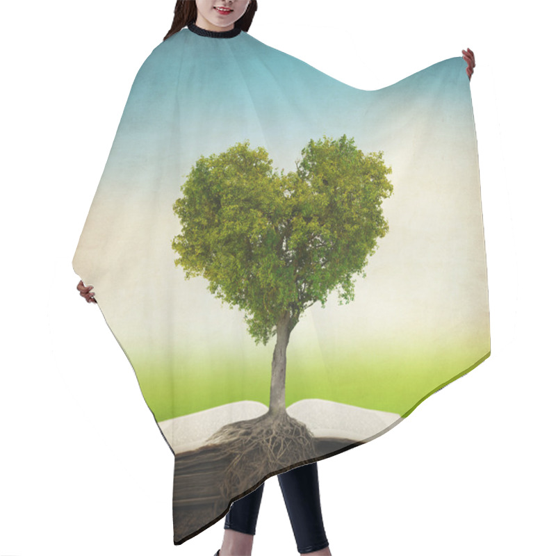 Personality  Heart Shaped Tree On Open Book Hair Cutting Cape