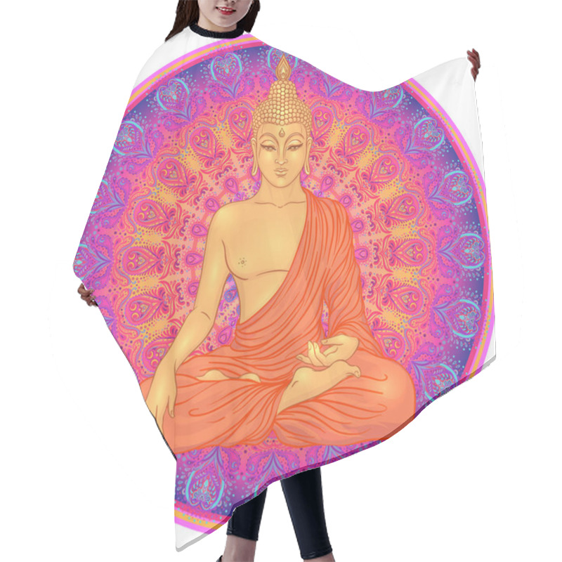 Personality  Sitting Buddha Over Ornate Mandala Hair Cutting Cape