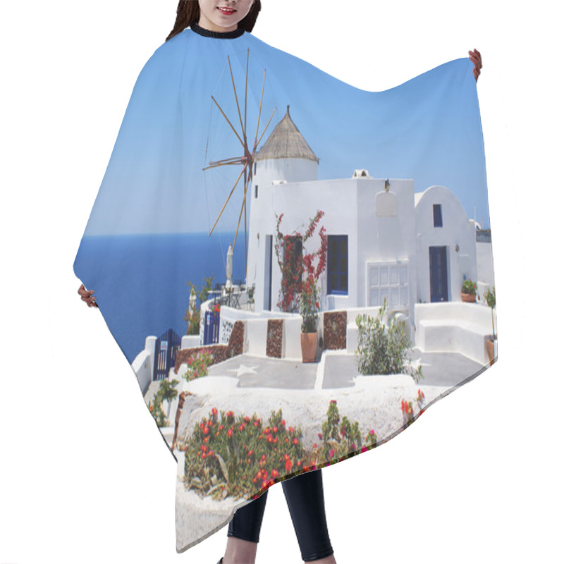 Personality  Windmill On Santorini Island, Greece Hair Cutting Cape