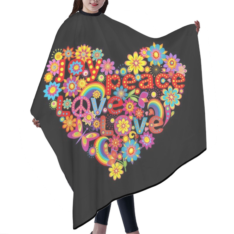 Personality  Floral Heart Shape With Hippie Symbolic Hair Cutting Cape