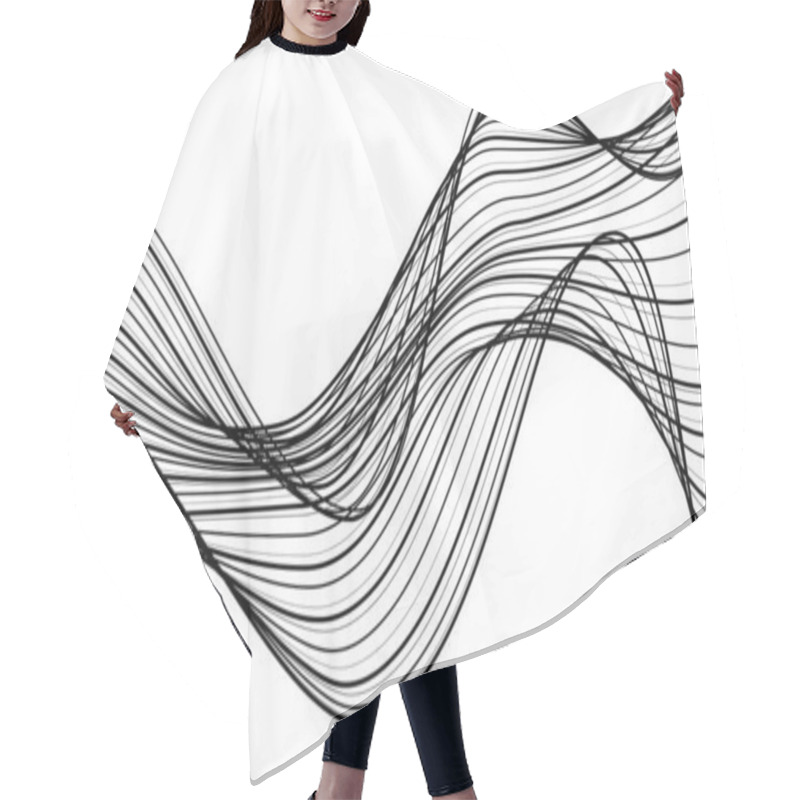 Personality  Abstract Black Lines Wave Curve Motion On White Background Vector Hair Cutting Cape