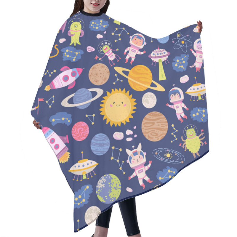 Personality  Seamless Pattern Cute Space Background For Baby Hair Cutting Cape