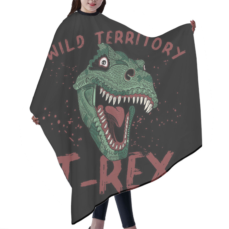 Personality  Stylish T-rex Illustration Hair Cutting Cape