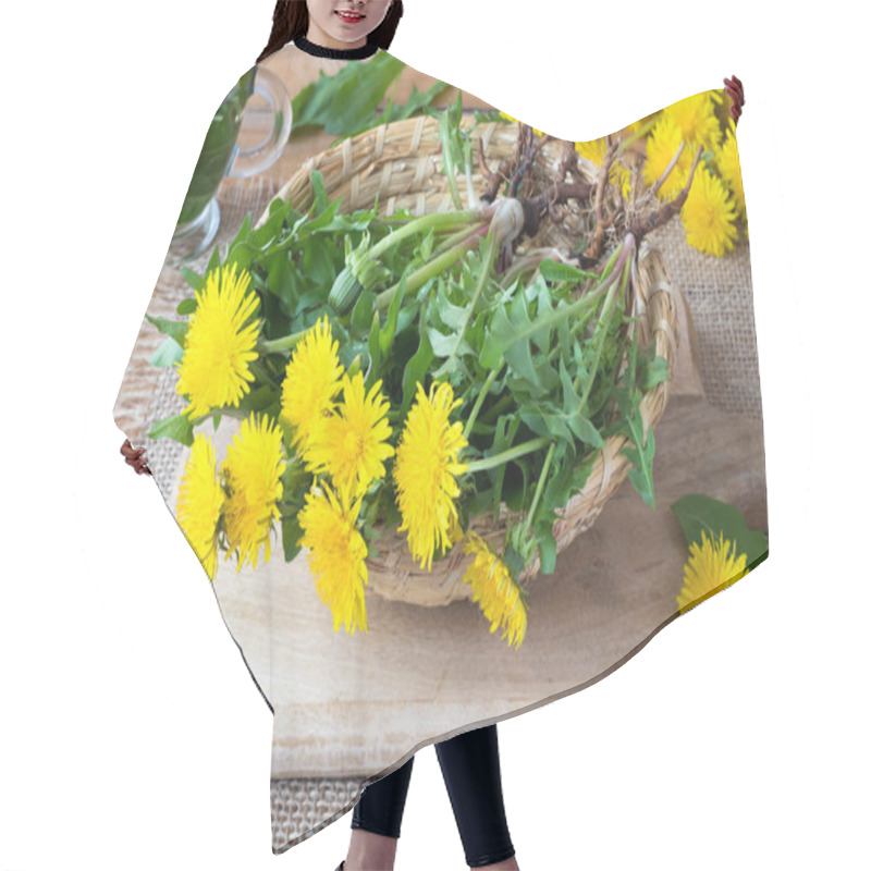 Personality  Whole Dandelion Plants With Roots In A Basket Hair Cutting Cape