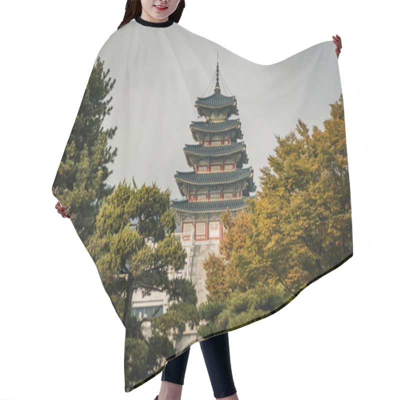 Personality  Pagoda Building Of The National Folk Museum Of Korea In Seoul South Korea Hair Cutting Cape