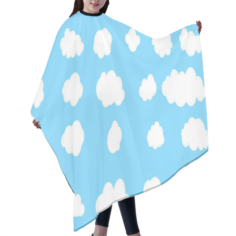 Personality  Cloud Pattern On Blue Background. Cloud Icon. Vector Illustration. Hair Cutting Cape