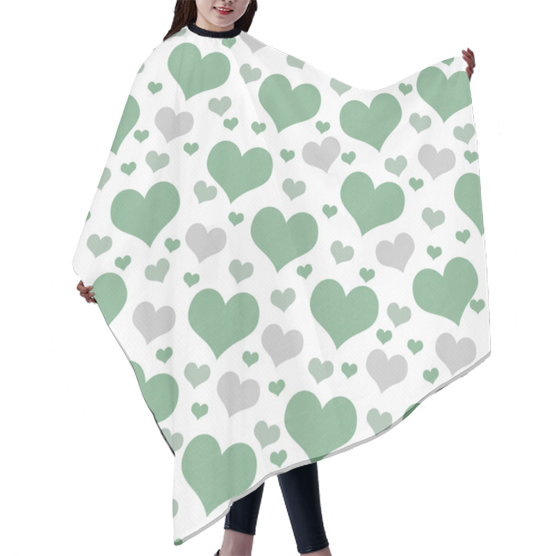 Personality  Green And White Hearts Tile Pattern Repeat Background Hair Cutting Cape