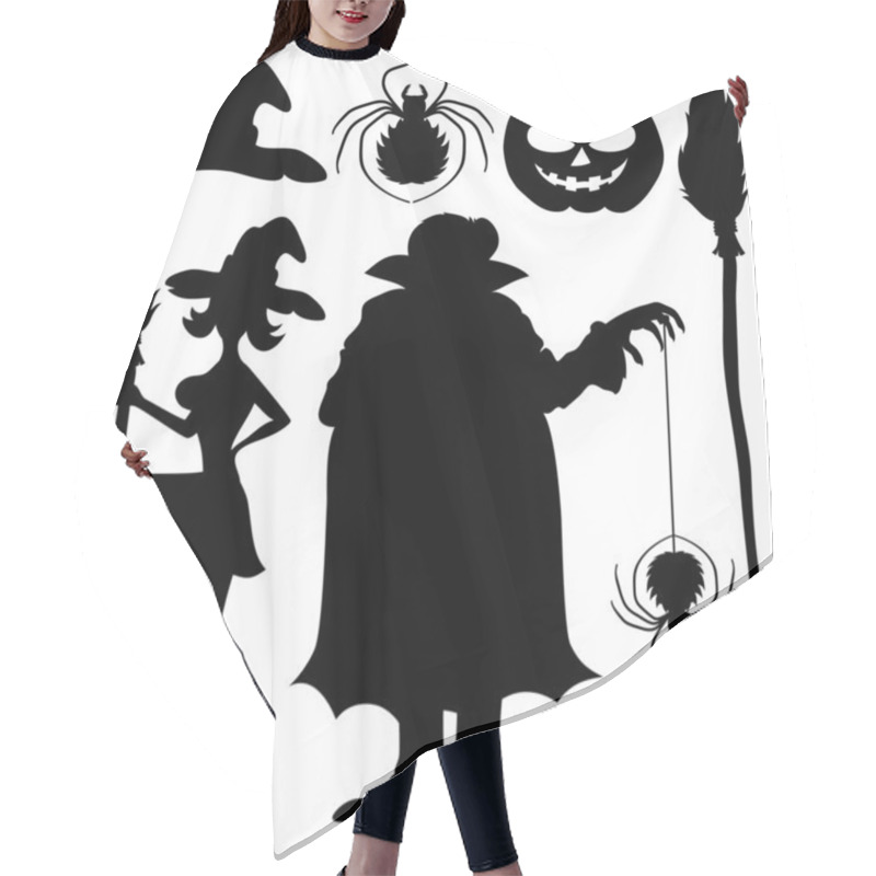 Personality  Halloween Silhouettes On White. Hair Cutting Cape