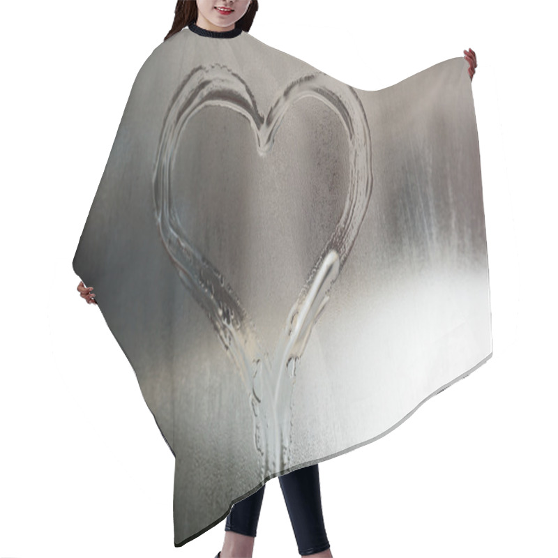 Personality  Heart Drawn On The Fogged Glass Window Hair Cutting Cape