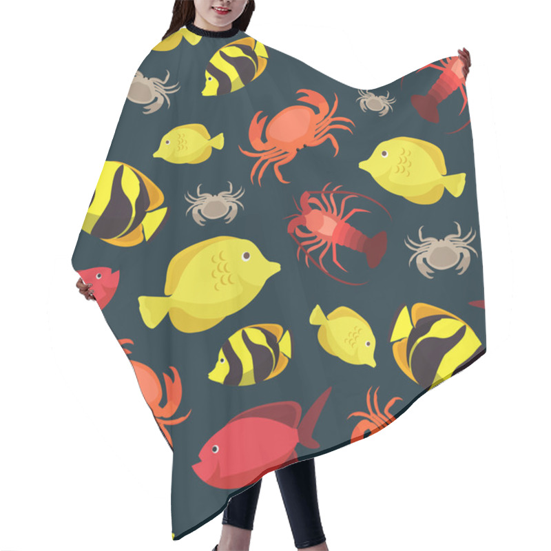 Personality  Marine Life Pattern Hair Cutting Cape