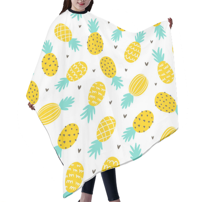 Personality  Pineapple And Hearts Seamless Pattern Hair Cutting Cape