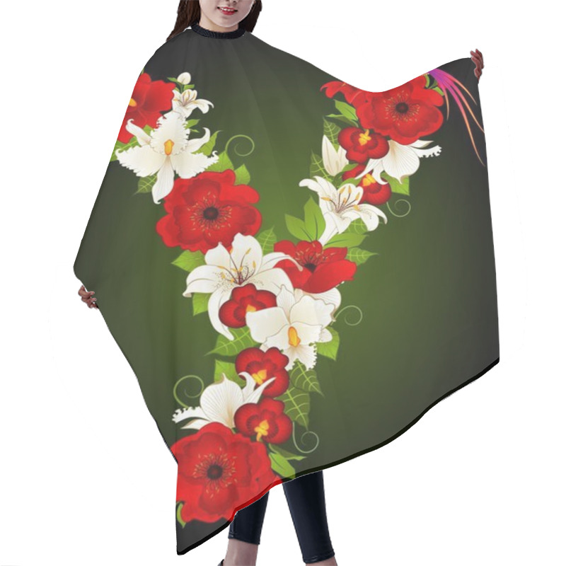 Personality  Letter For Signs With Flowers And Bird Hair Cutting Cape