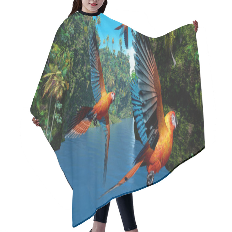 Personality  Cuban Red Macaw Hair Cutting Cape