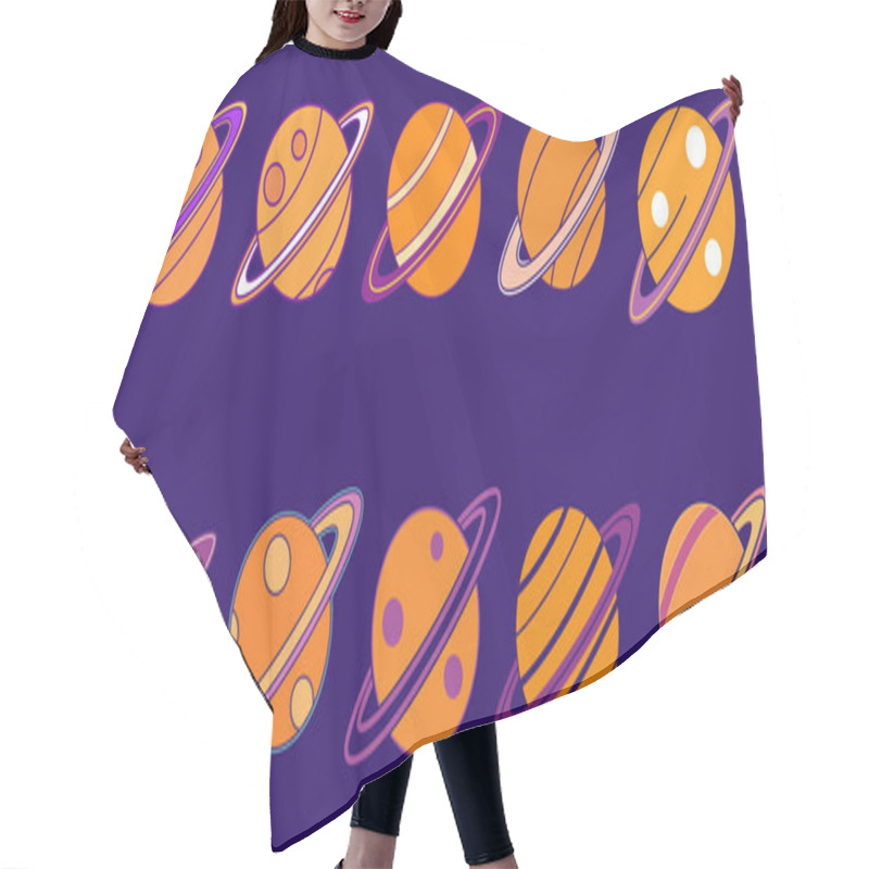 Personality  Cute Cartoon Planets With Rings On A Dark Background Hair Cutting Cape