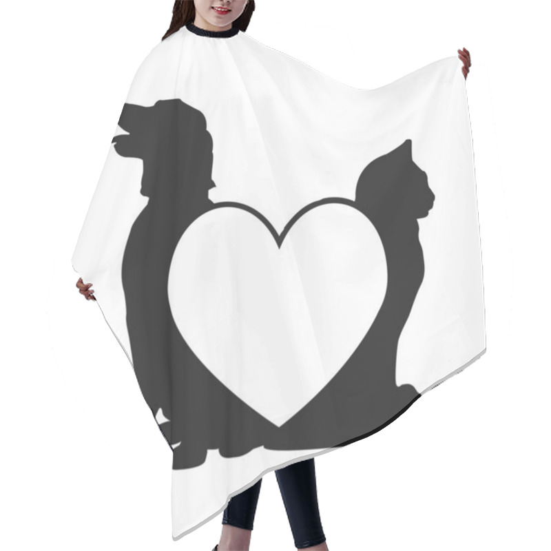 Personality  Cat And Dog Love Logo Hair Cutting Cape