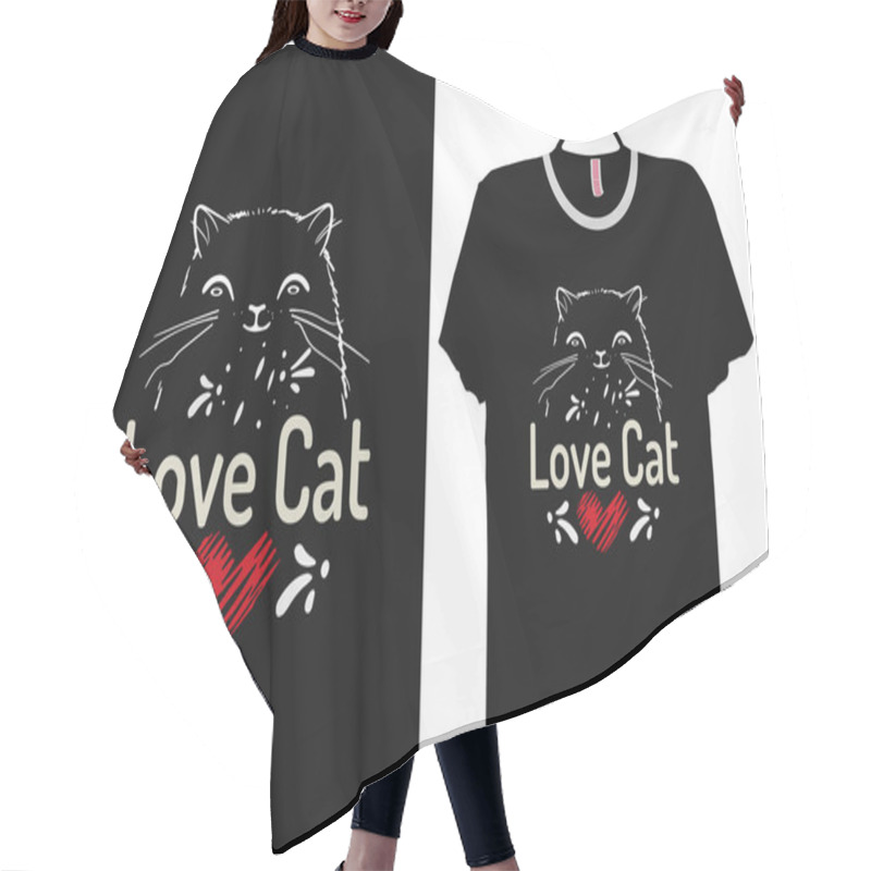 Personality  Love Cat Face Shirt, Cat Lover Gift Ideas Hair Cutting Cape