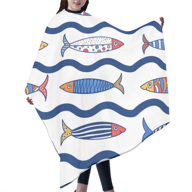 Personality  Cute Fish.  Kids Lbackground. Seamless Pattern. Can Be Used In Textile Industry, Paper, Background, Scrapbooking. Hair Cutting Cape