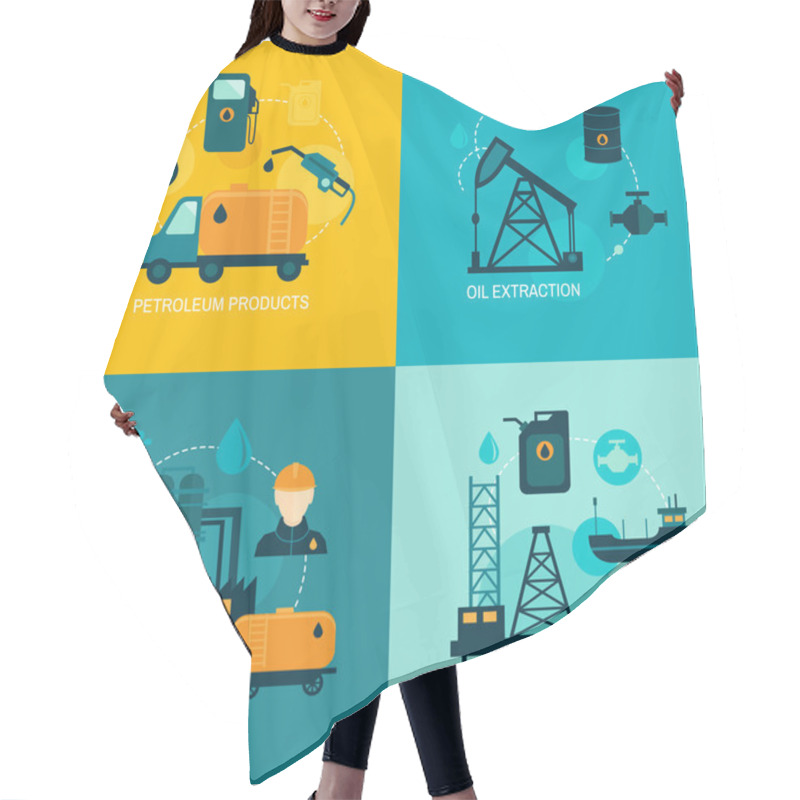 Personality  Oil Industry Flat Composition Hair Cutting Cape