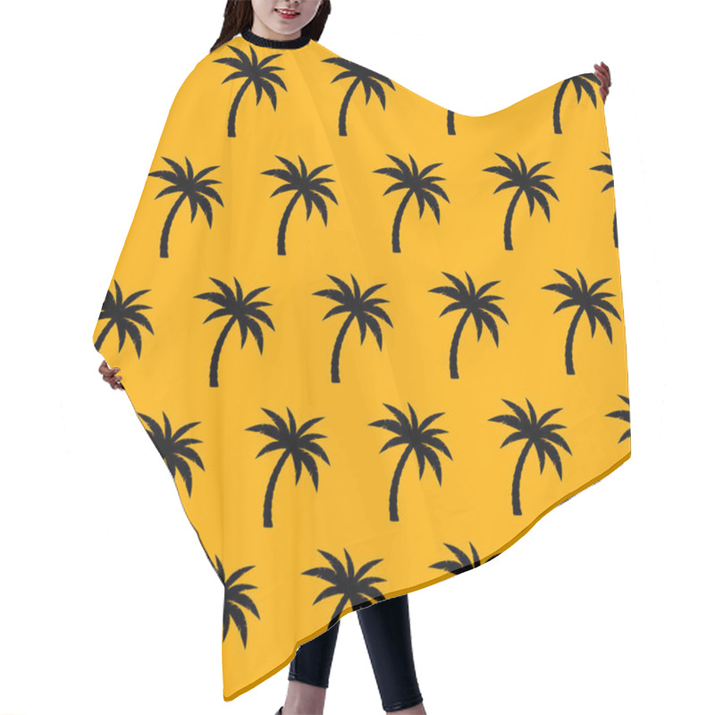 Personality  Palm Trees Seamless Pattern. Black Palms On Orange Background Hair Cutting Cape