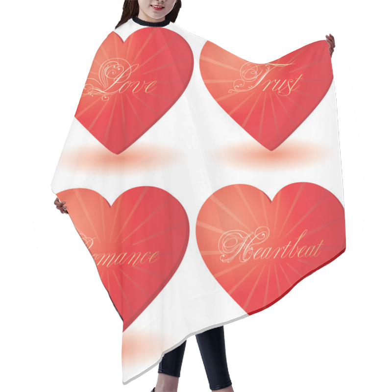 Personality  Set Of 4 Hearts With Love Words Hair Cutting Cape