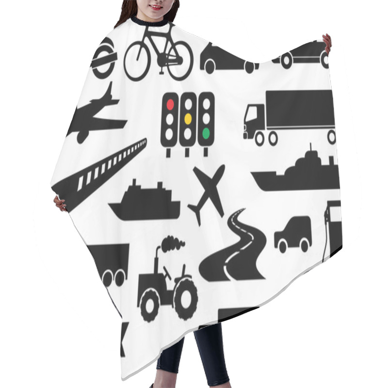 Personality  Transportation Icon Set Hair Cutting Cape