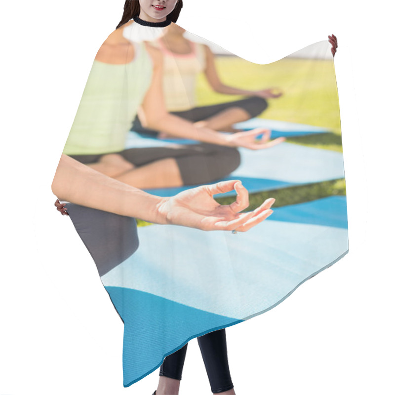 Personality  Women Meditating On Exercise Mats Hair Cutting Cape