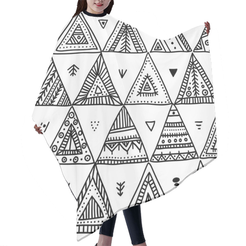 Personality  Vector Seamless Pattern With Hand-drawn Ethnic Tribal Style Tria Hair Cutting Cape