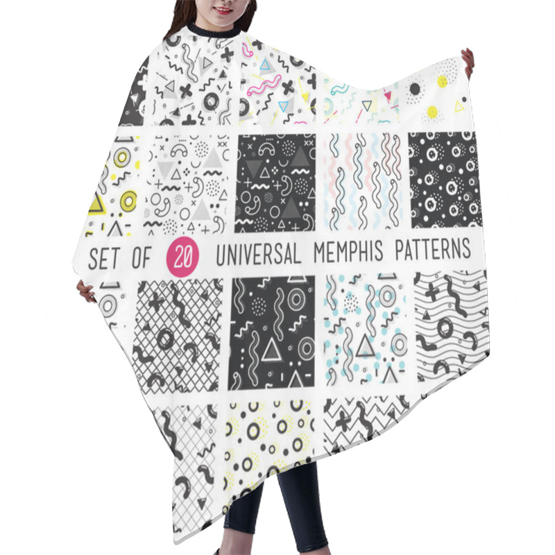 Personality  Geometric Memphis Seamless Patterns Set Hair Cutting Cape