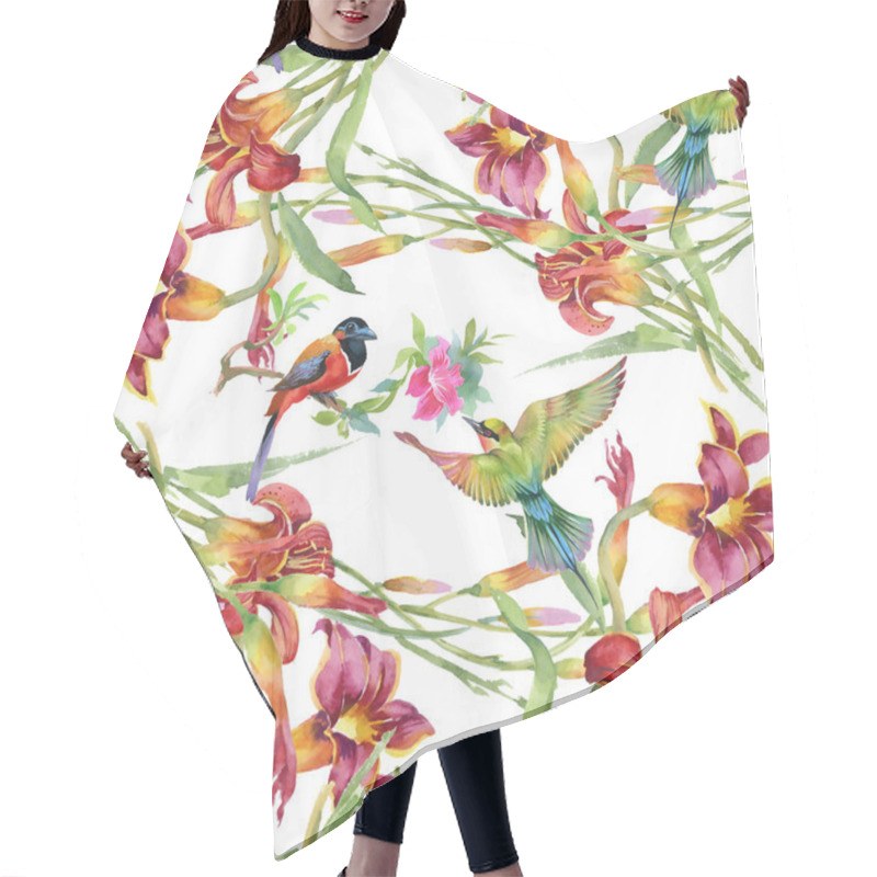 Personality  Meadow With Flowers And Birds Hair Cutting Cape