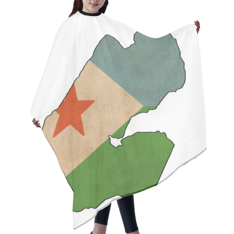 Personality  Djibouti Map On Djibouti Flag Drawing ,grunge And Retro Flag Ser Hair Cutting Cape