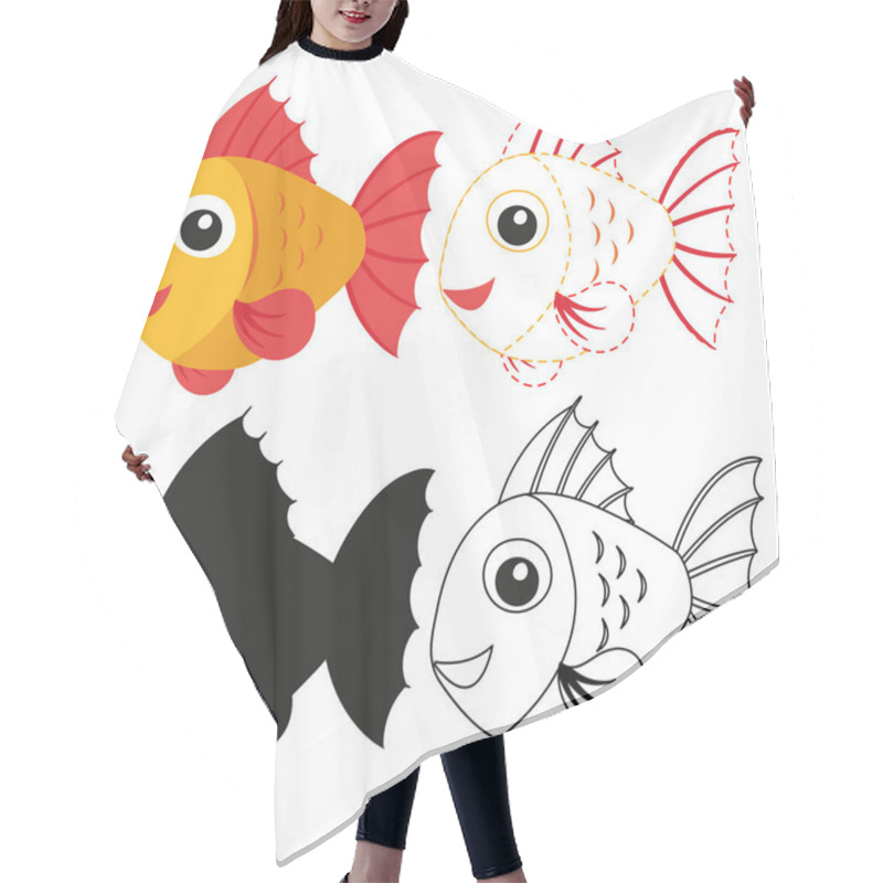 Personality  Fish Worksheet Vector Design, Fish Artwork Vector Design Hair Cutting Cape