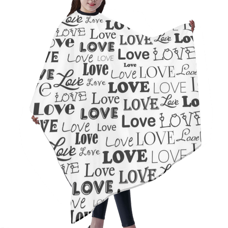 Personality  Seamless Pattern With Word Love Hair Cutting Cape