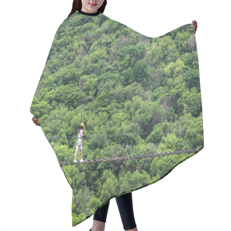 Personality  Person Walking On A Tightrope Above Lush Green Forested Landscape During Daytime Hair Cutting Cape