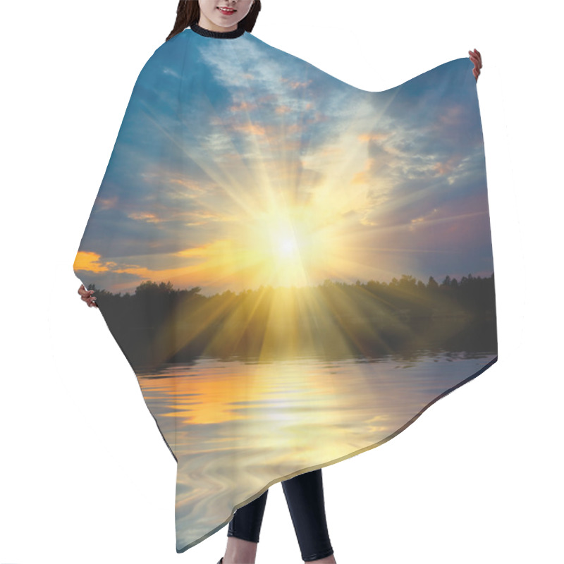 Personality  Sunset Over Lake Hair Cutting Cape