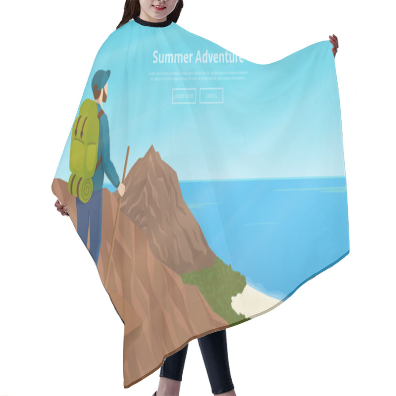 Personality  Web Vector Banner With  Traveller Hair Cutting Cape