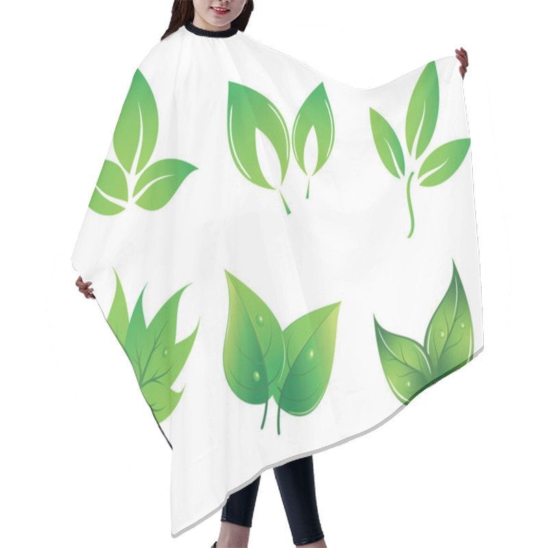 Personality  Set Of Green Vector Leaves Hair Cutting Cape