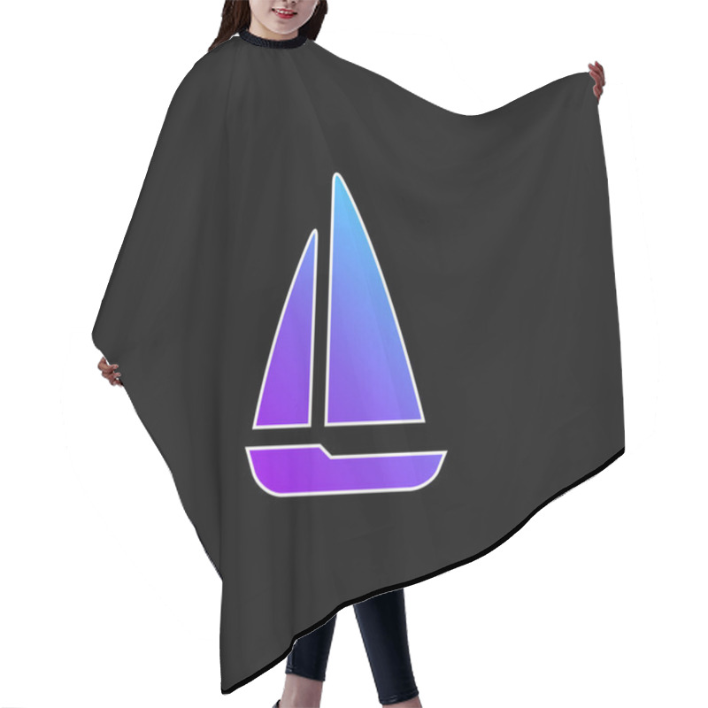 Personality  Black Sailing Boat Blue Gradient Vector Icon Hair Cutting Cape