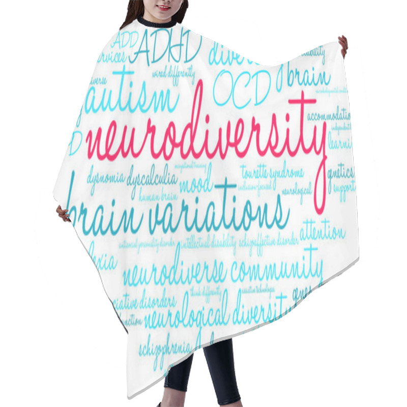 Personality  Neurodiversity Word Cloud On A White Background.  Hair Cutting Cape