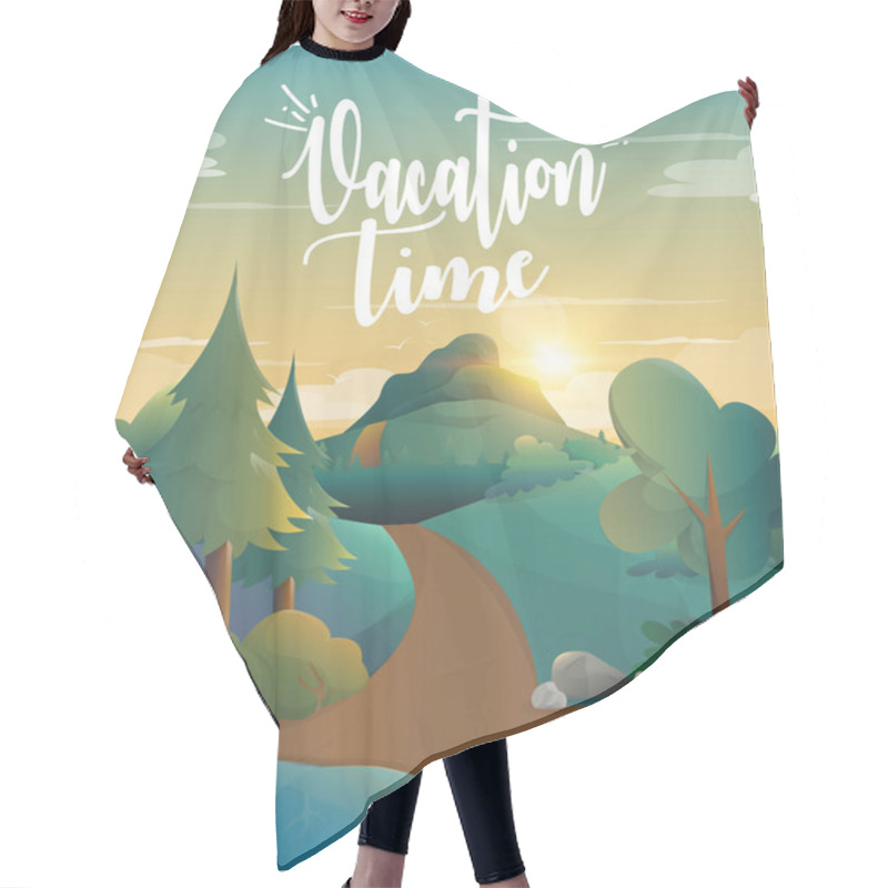 Personality  Vacation Time For Traveling In The Forest Illustration.vector Hair Cutting Cape