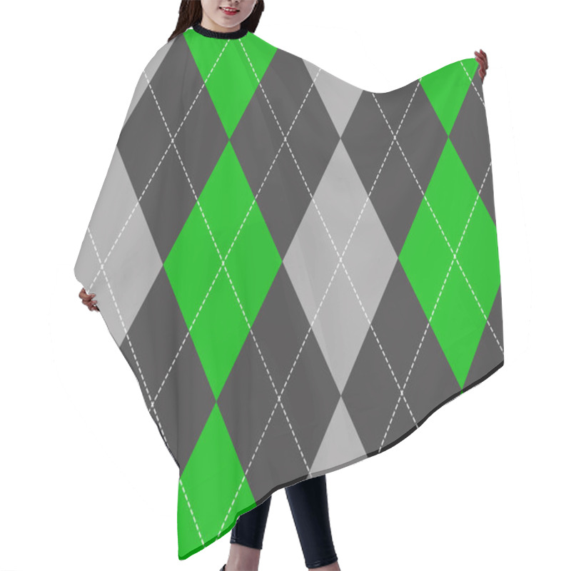 Personality  Green Gray Argyle Fabric Texture Seamless Pattern Hair Cutting Cape