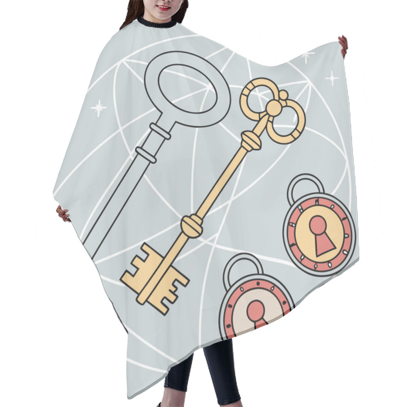 Personality  A Creative Vector Featuring Encrypted Keys Arranged In Intricate Geometric Designs, Symbolizing Digital Security And Encryption. Hair Cutting Cape