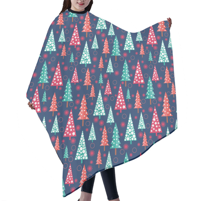 Personality  Seamless Christmas Pattern -  Xmas Trees And Snowflakes Hair Cutting Cape